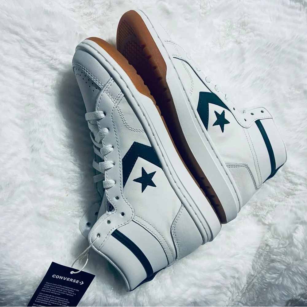 Converse Pro Blaze White and Green High-Top Speakers